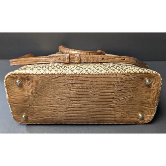 Beautiful Brahmin Duxbury Handbag Cream Gold Faux Snakeskin Satchel Crossbody - Picture 5 of 16